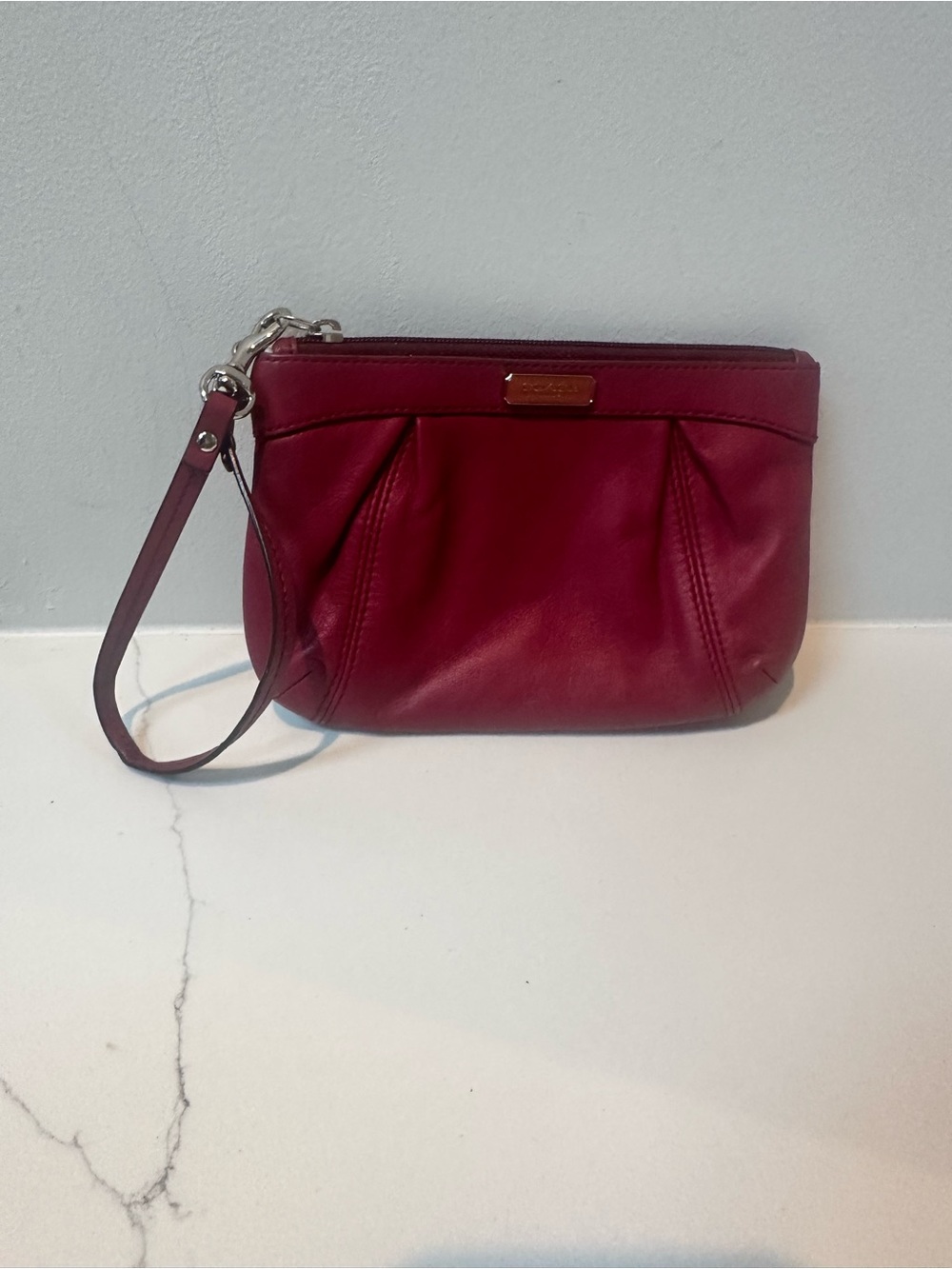 Coach Y2K Simone pleated read Leather Wristlet Clutch